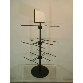 AYS Counter Peg Hook Display Rack - 3 Tier 18 Peg Hooks (Black) With Card Holder!!