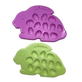 Easter Egg Holder Bunny Plate Set 2 Hold 24 Eggs New