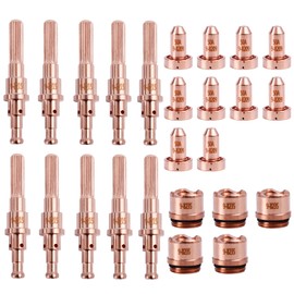 Lewan 10pcs 9-8215 Electrode and 10Pcs 9-8209 Plasma Cutter Nozzle Tips and 5Pcs 9-8235 Plasma Cutter Drag Shield Cup Fit Thermal Dynamics SL60 SL100 Torch Consumables