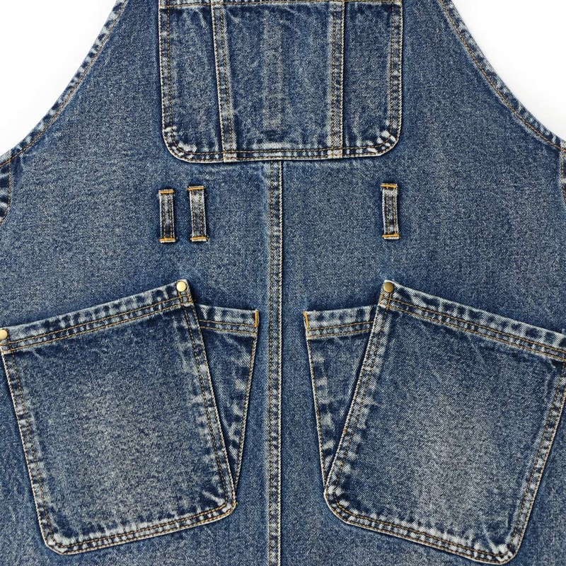 Jeanerlor Cotton Denim Cross Back Work Jean Apron with 5