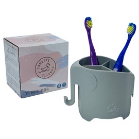 Canette Elephant Toothbrush Holder - Cute Organizer for Your Bathroom! Perfect Toothbrush Holder for Children, Helps Kids Love Brushing Teeth! (Grey)