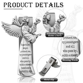 2 Pieces Guardian Angel Religious Sun Visor Clips for Car Protect My Passengers Zinc Medal Bless Travel Safely Visor Clip Present for Women, Men, Mother, Father, Parent, Family, Friend, Driver
