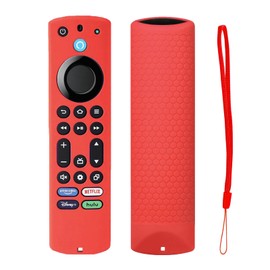 Silicone Remote Case for Fire TV Stick 4K Max 2nd Gen/Toshiba/Insignia/Pioneer Fire TV Alexa Voice Remote Enhanced, TOKERSE Anti-Slip Protective Cover Sleeve with Lanyard - Red
