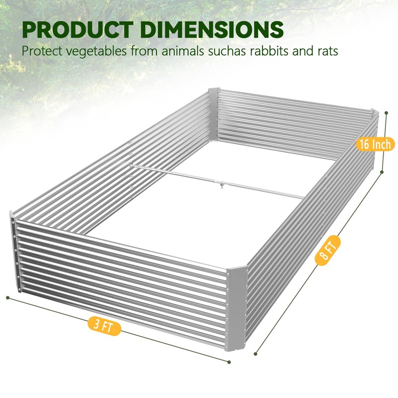 OZMSHF 2 Pack Tall 8FT Raised Beds for Gardening, Corrugated