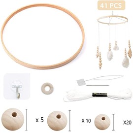 Sertay Wooden Mobile Frame, Wooden Ring Mobile, DIY Wooden Mobile Frame, for Home Textiles, Ornaments, Hanging on the Door, Hanging on the Crib, Window (Pack of 41)