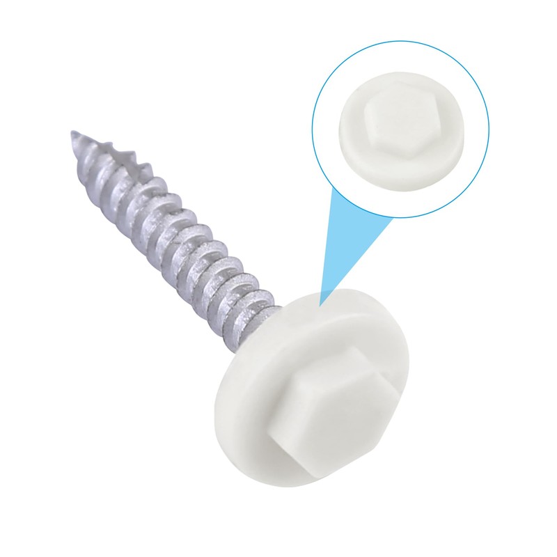 400 Pack White 8mm Roofing Screw Caps – Durable Plastic