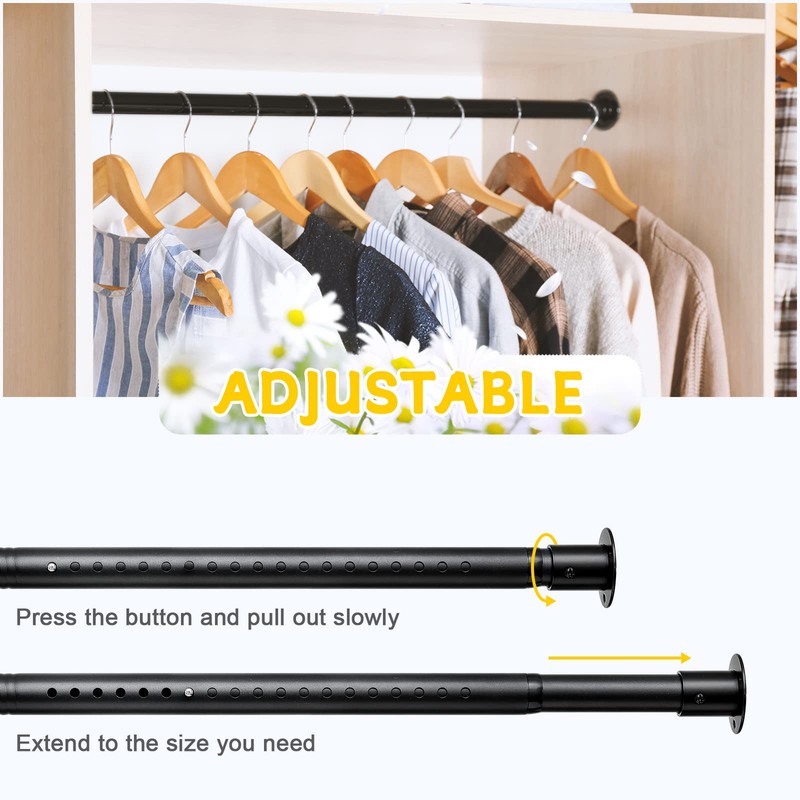 Closet Rod,17 to 96 Inch Adjustable Closet Rods for Hanging