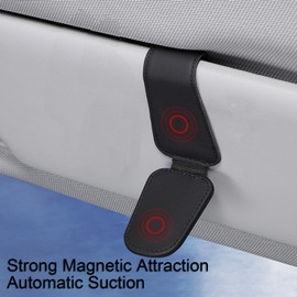 Jinpojun Brillenhalter für Auto, Leder Sonnenbrillenhalter für Auto, Sonnenblende Ticket Karten Clip für Freunde Familie Aufbewahrungsbox Organizer (Schwarz)