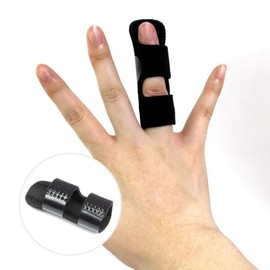 Finger Knuckle Protector Sports Injury Sprint Strap Splint Orthosis black 3ea