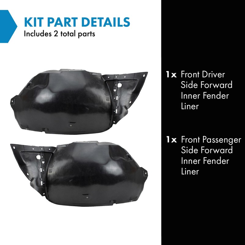 TRQ Front Inner Fender Liner Set Compatible with 2008-2010 INFINITI