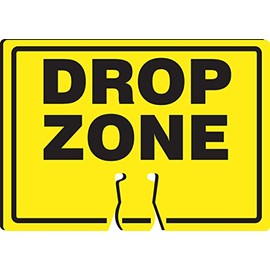AccuformNMC "Drop Zone" Traffic Cone Top, Combine With Orange Cones to Create a Warning Sign, 10" x 14" Plastic Cone Sign, Made in the USA, FBC720