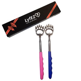Pack of 2 Telescopic Back Scratchers with Bear Claw, Pink & Blue, Back Scratcher with Extendable Scratching Hand, Back Scratcher for Men and Women