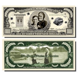 Bonnie and Clyde Million Dollar Bill - Set of 25 With 1 Bonus Christopher Columbus Bill
