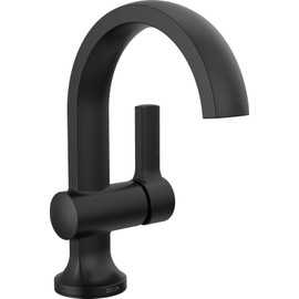 Delta Faucet Albion Single Hole Bathroom Faucet, Matte Black Single Handle Bathroom Faucet, Bathroom Sink Faucet, Metal Push Pop-Up Drain Assembly, 1.2 GPM Flow Rate, Matte Black 15855LF-BL