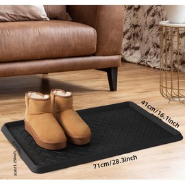Boot Tray TPE Rubber, Large Shoe Trays for Entryway, Multi-Purpose Boot Mat Tray with Raised Edge, 28.3"x16.1" Rubber Mat for Shoe Organizer Indoor/Outdoor Use (Black)