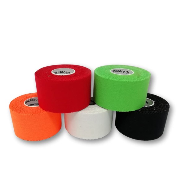 LisaCare Sports Tape – 5 Rolls 3.8 cm Wide – Colourful Sports Tapes – Football Tape – Athletic Tape – Tape Sports Tape Strong Hold & Easy to Tear – For Any Sport & Life Situation (Set of 5 Colour Mix-1)