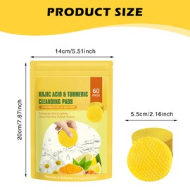 XdealCozyxc 60 PCS Kojic Acid and Turmeric Pads, Gentle Cotton Pad for Cleansing Exfoliating