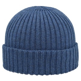 Melegari Como Beanie Hat | Skull Cap Pure Merino Wool Extra Fine | Made in Italy (IT, Text, One Size, Denim Blue), Blue Jeans, One Size
