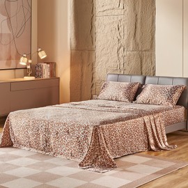 HENGWEI Satin Sheet Set Queen Size,4 Piece Sheet Set Breathable and Cooling,Silk Queen Sheet Set Deep Pocket,Wrinkle Free,Easy Care