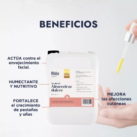 Hebbe Cosmetics Aceite De Almendras Dulces 100% Puro, Uso Cosmético, Todo tipo de piel Garrafa 5 L, Hebbe cosmetics