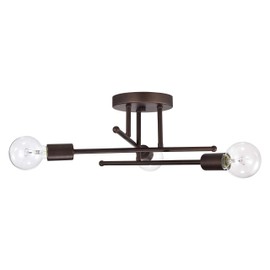 Chloe Lighting Lighting IRONCLAD Industrial 3 Light Oil Rubbed Bronze Semi-Flush Ceiling Fixture 21'' Wide