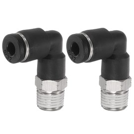 HARFINGTON 2pcs 90 Push to Connect Fittings G 5/32" Tube OD x 1/8" NPT Male Thread Elbow Fitting Quick Connect Air Hose Pneumatic Push Lock Connector for Water Gas Oil Pipe