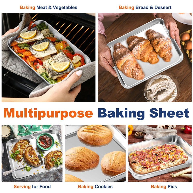 P&P CHEF 10.5 Inch Baking Cookie Sheet, Oven Pan Tray