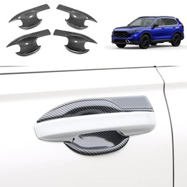 TUBAIZAI Car Accessories Compatible with Honda New CRV CR-V 2023 2024 Door Handle Bowl Cover Trim Frame Molding Stickers ABS 4PCS(Carbon Fiber Style)