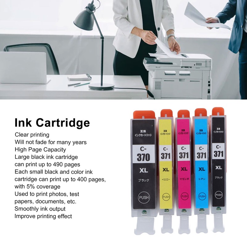 Ink Cartridge Set Large Capacity Clear Colorfast Printing Black Color