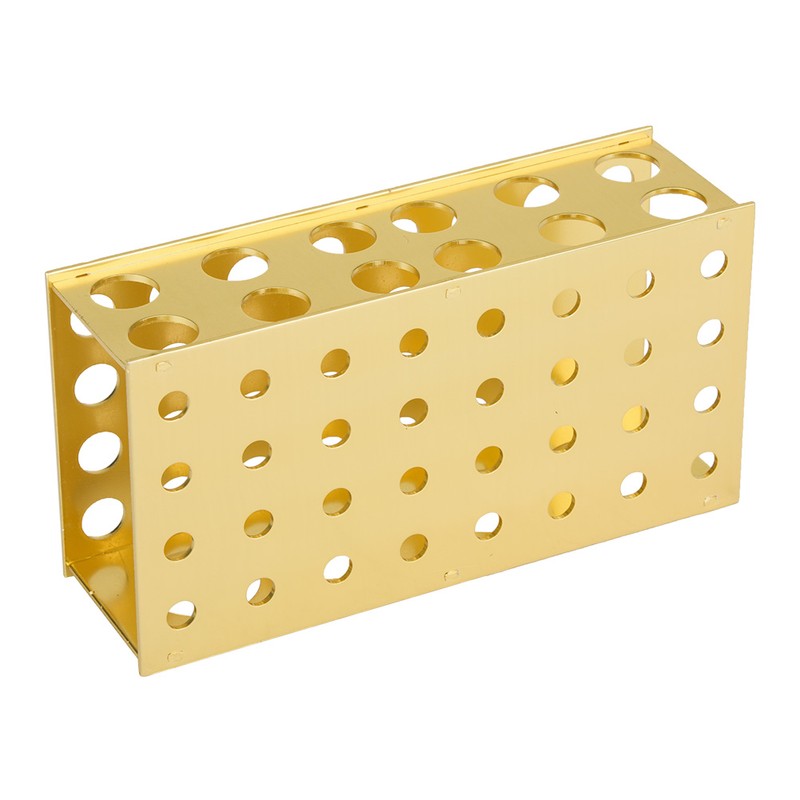 Golden Aluminum Test Tube Rack Holder Stand 8*12.3*18*30mm Hole Diameter