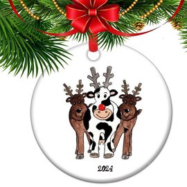 Cute Cow Ornament, Farm Animal Christmas Tree Decoration, Funny Cow Ornament, Friendship Keepsake