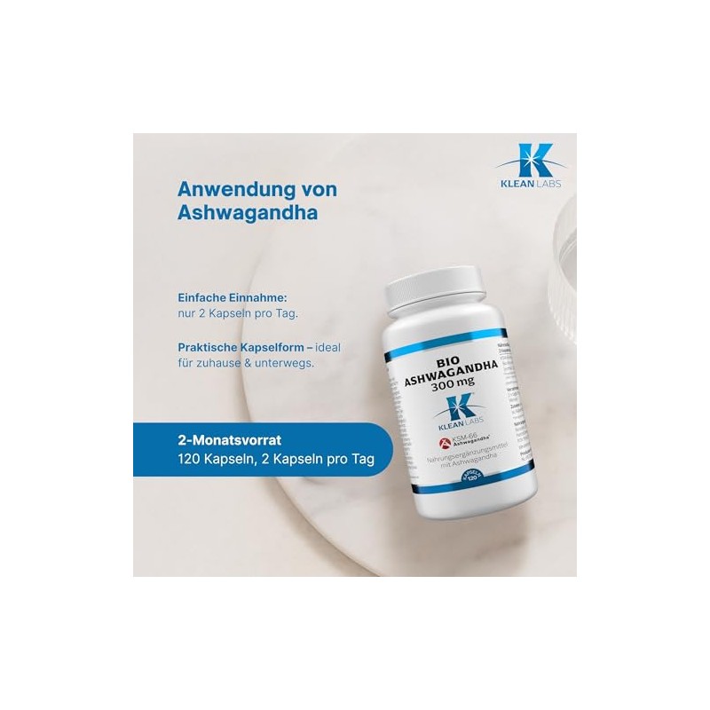 Ashwagandha Bio Wurzel-Extrakt 300 mg | Klean-Labs