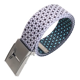 Teeoff Printed Webbing Belt Reversible Metal Buckle (Black Dot with new silver buckle, 47.2")