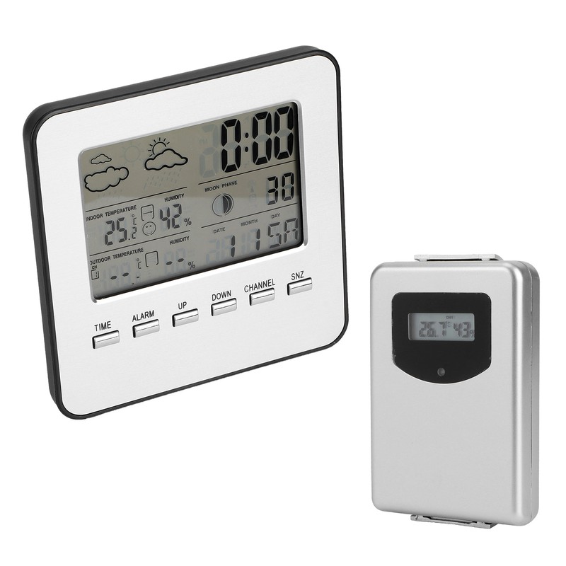 Thermometer Hygrometer with Weather Report Alarm Clock Wireless Temperature Humidity