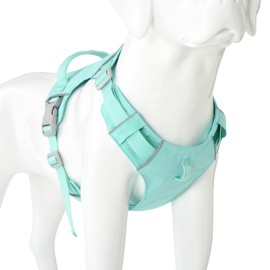 Mile High Life No Pull Dog Harness with Reflective Stripe, Adjustable Easy Get on Lightweight Harness for Small Medium Large Dogs Walking Running Training (Green, M Chest 18"-25")