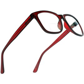 SAMBA SHADES Bifocal Burgundy Oversized Square Readers Clear Lens Magnification Reading Glasses +2.00