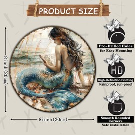 GJXFTPTTBD Mermaid Metal Tin Sign Vintage Rustic Retro Wall Art Cafe Store Club Bedroom Bathroom Novelty Retro for Office Wall Decorations Home Decor 8 * 8 in