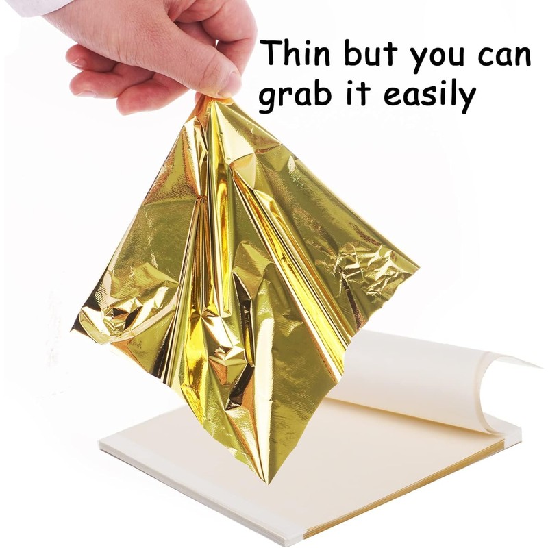 MKUCCD 200 Sheets Imitation Gold Leaf, Gold Foil Sheets for
