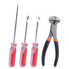 Swpeet 4Pcs Nail Pullers Nail Remover Tool 7 Inch End Cutting Pliers Nail Nipper Pliers with 6 Inch Tack Lifter 3 mm Straight Tip, U Tip and V Tip Nail Staple Rivet Tack Puller Staple