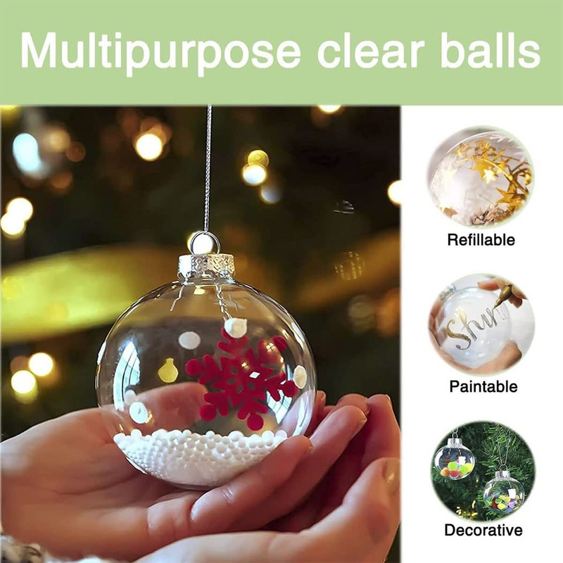 iDopick 20 Pack Clear Plastic Fillable Ornaments Ball, 6cm DIY