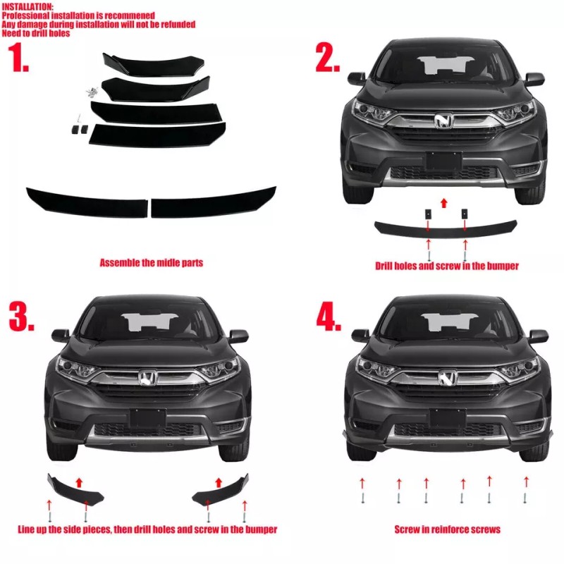 CNPAPC For Toyota Corolla Front Bumper Spoiler Body Kit /Side