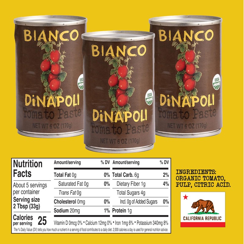 Bianco DiNapoli Organic Tomato Paste - Vine Ripened California Grown
