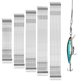 50 pieces steel leader pike, 10/15/20/25/30 cm leader fishing steel leader with swivel carabiner spinning leader for spin fishing fishing leaders