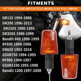 Motoparty Short-stem Turn Signals for Suzuki DR350 DR650 DR 125 200 250 350 650 GSXR 750 1100 with Good Durability and Waterproof Performance