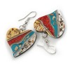 50mm L/Multicoloured Heart Shape Sea Shell Earrings/Handmade/Slight Variation In Colour/Natural