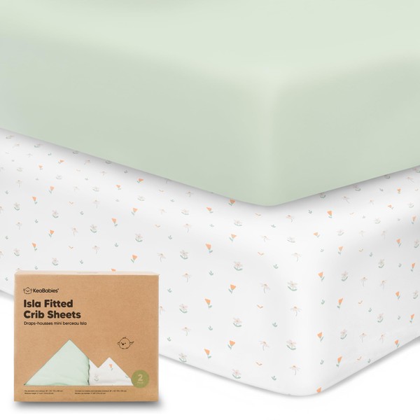 2-Pack Bamboo Viscose Crib Sheets for Boys, Girls - Fitted Crib Sheet, Organic Baby Crib Sheets Neutral, Crib Mattress Sheet, Toddler Bed Sheets, Baby Sheets for Crib, Crib Fitted Sheet (Wildflowers)