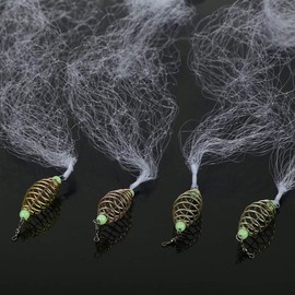 Focket Fishing Net, 4Pcs Copper Spring Net with Luminous Beads for Night Fishing (12#)