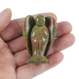 Lovionus89 Lovionus89 Natrlich Unakite W?chter Engel Statue, Handgeschnitzt Stein Heilung Kristall Tasche Figuren Dekoration, 5CM