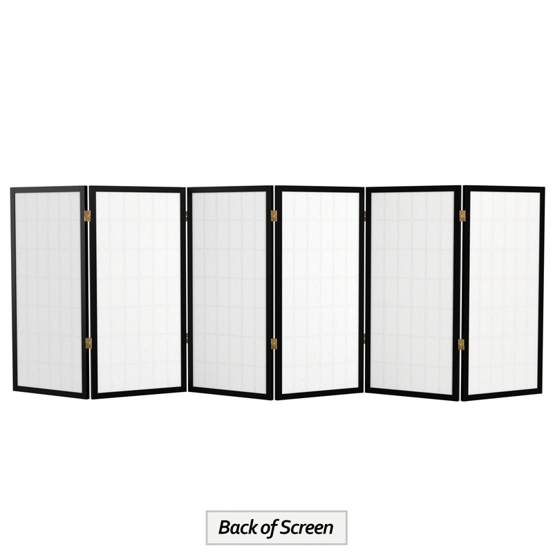 3 ft. Short Window Pane Shoji Screen - Black -