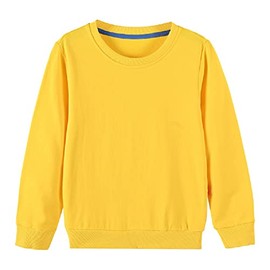 IESSRA Boys Girls Crewneck Sweatshirts Toddler Baby Sweatshirt Solid Yellow Cotton Soft Long Sleeve Active Pullover Tshirts